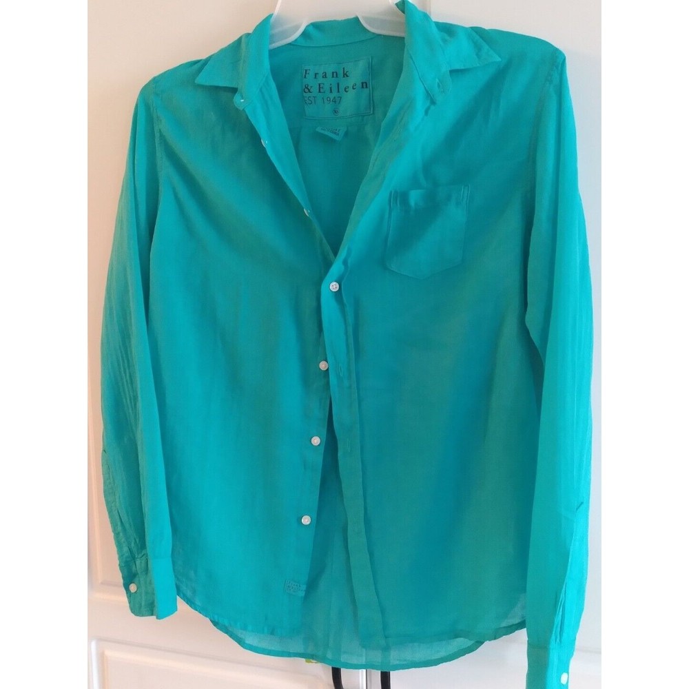 Frank and Eileen Size XSmall "Luke" Italian Cotton Coral Green Unisex Shirt - Picture 4 of 7